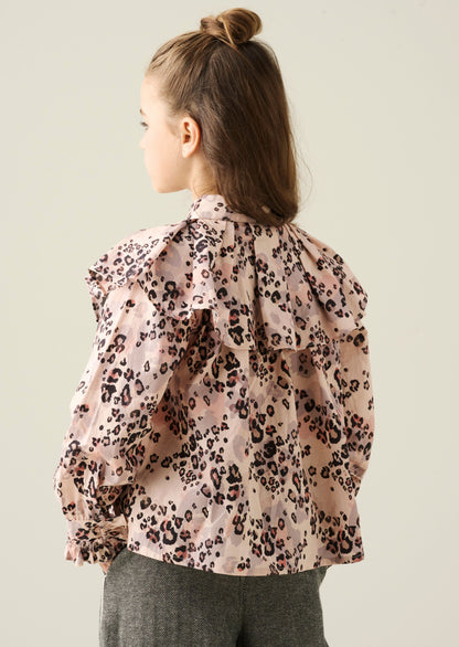 Elle Cape Collar Animal Print Shirt