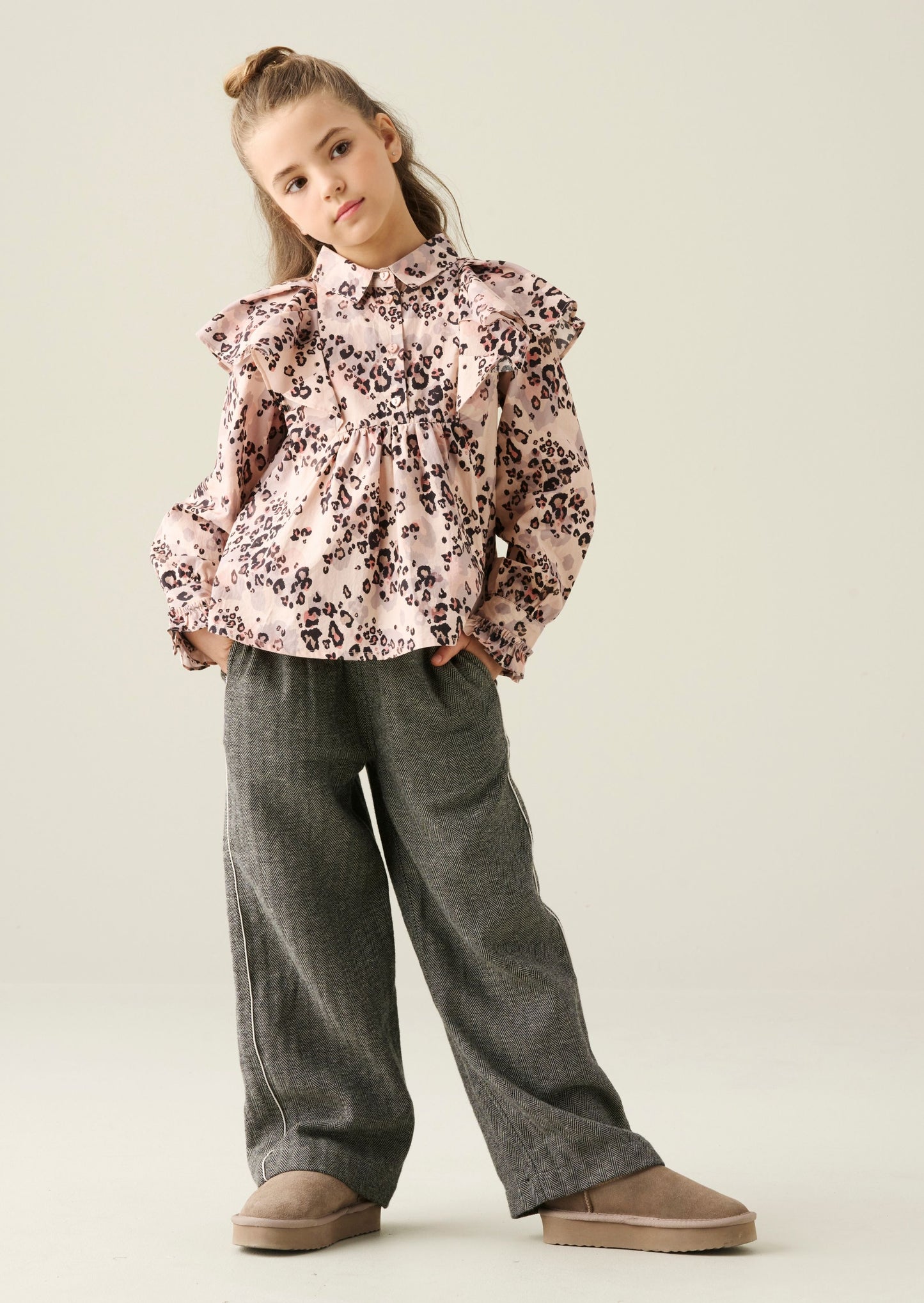 Elle Cape Collar Animal Print Shirt