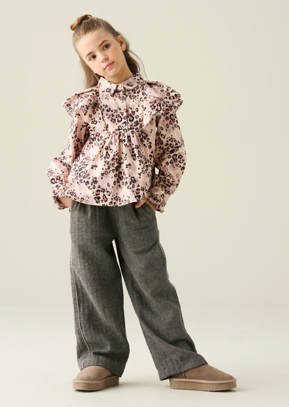 Elle Cape Collar Animal Print Shirt
