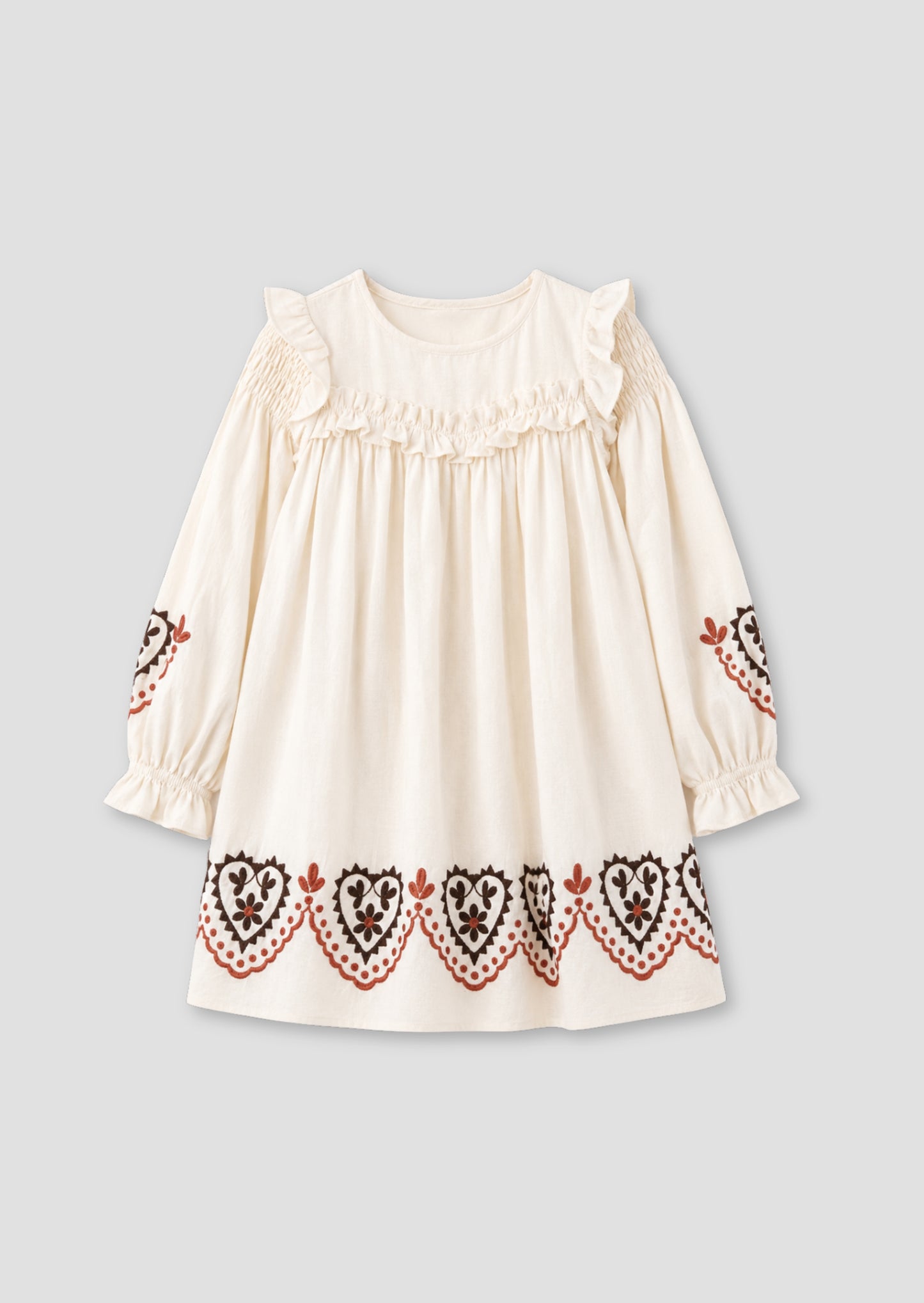 Kaila Embroidered Ruffle Yoke Dress