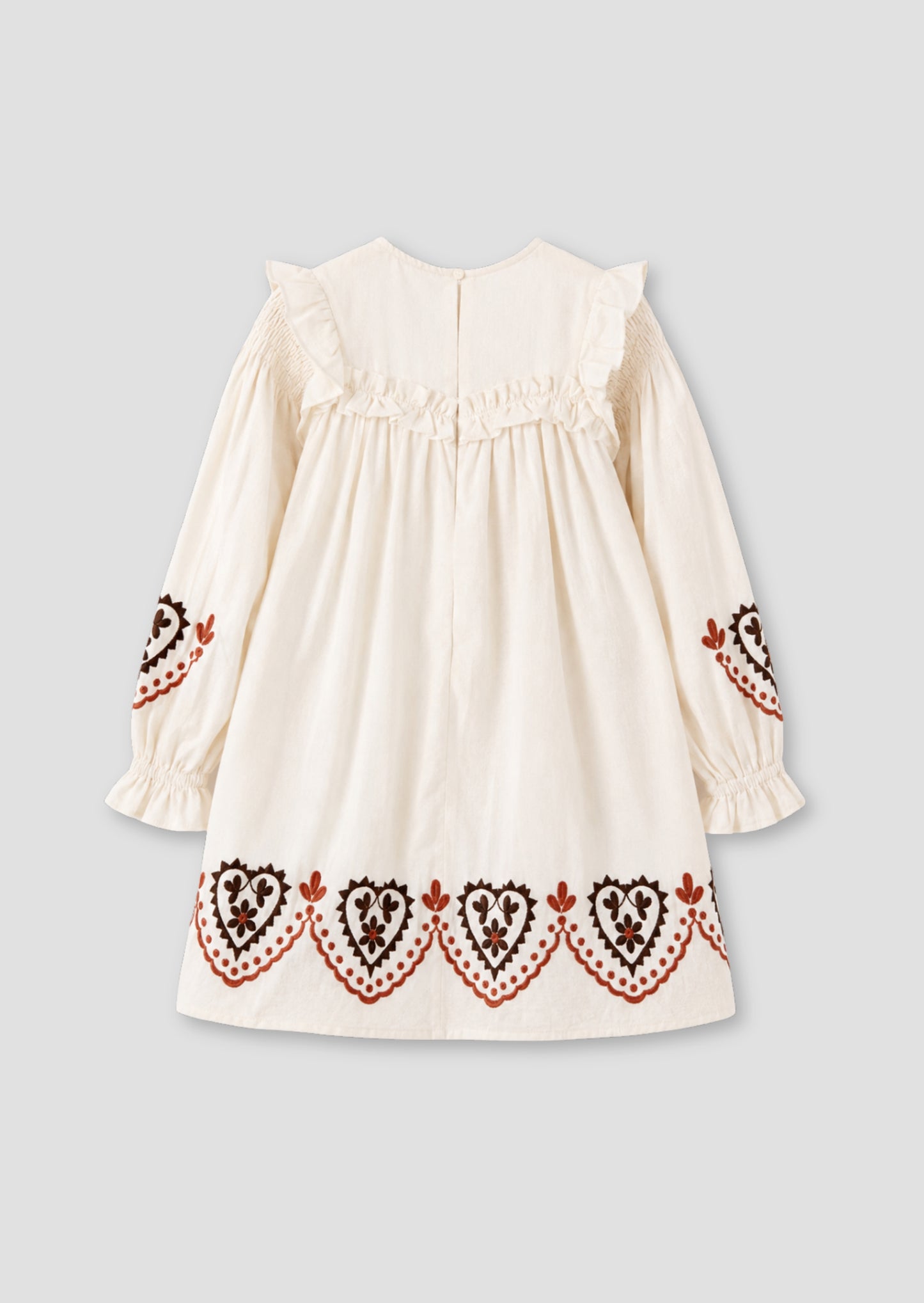 Kaila Embroidered Ruffle Yoke Dress