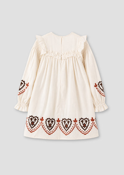 Kaila Embroidered Ruffle Yoke Dress