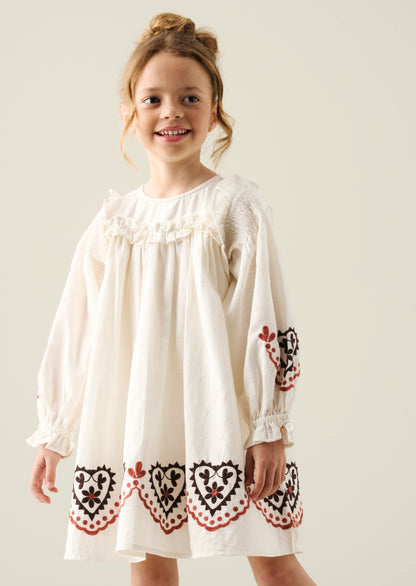 Kaila Embroidered Ruffle Yoke Dress