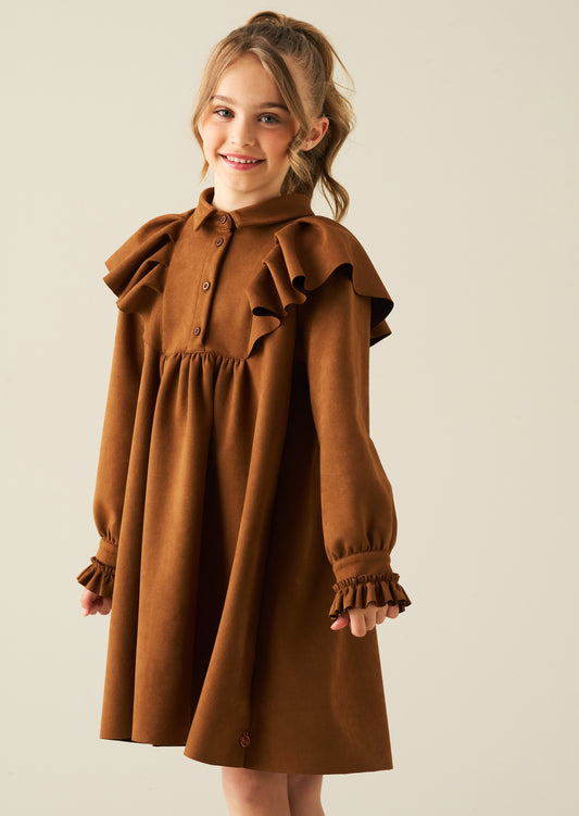 Macie Suedette Cape Collar Shirt Dress
