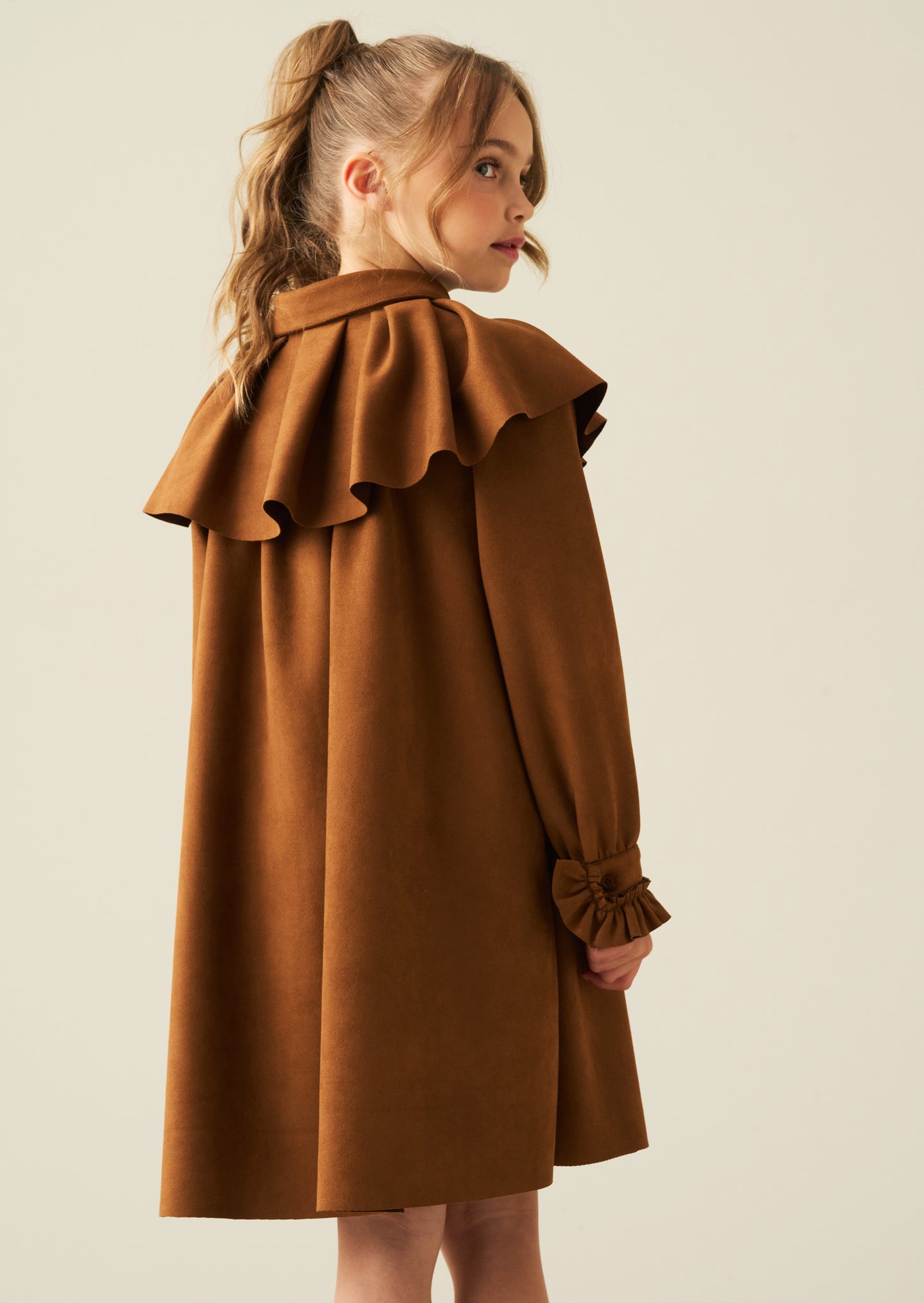 Macie Suedette Cape Collar Shirt Dress