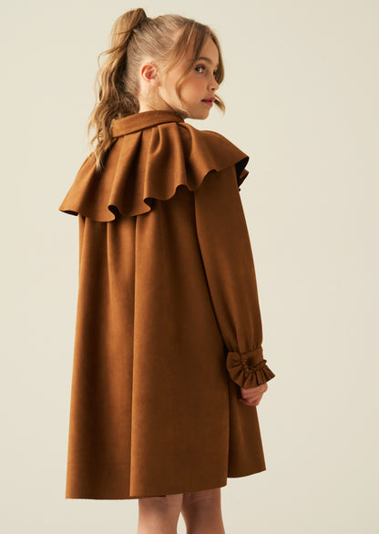 Macie Suedette Cape Collar Shirt Dress