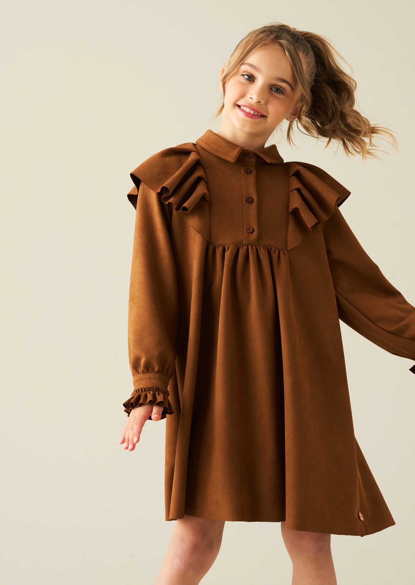 Macie Suedette Cape Collar Shirt Dress