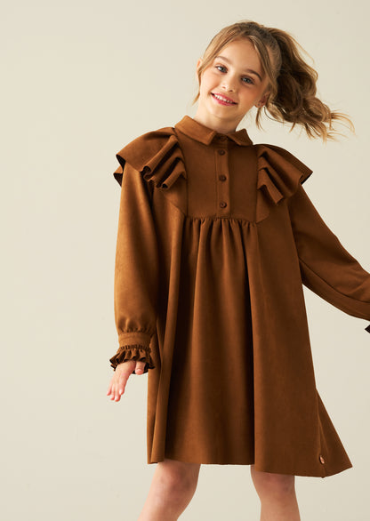 Macie Suedette Cape Collar Shirt Dress