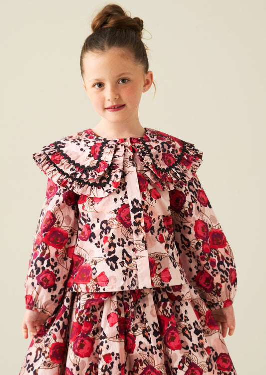 Lyra Animal Rose Double Collar Print Blouse
