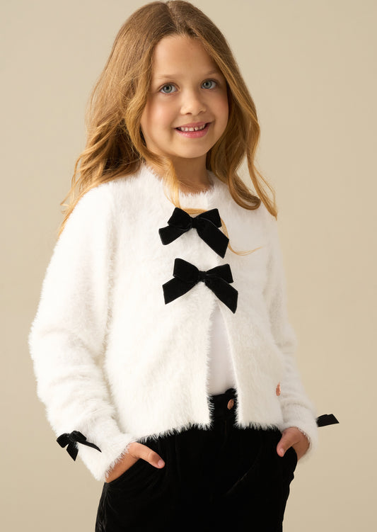 Bella Cream Bow All Over Cardigan