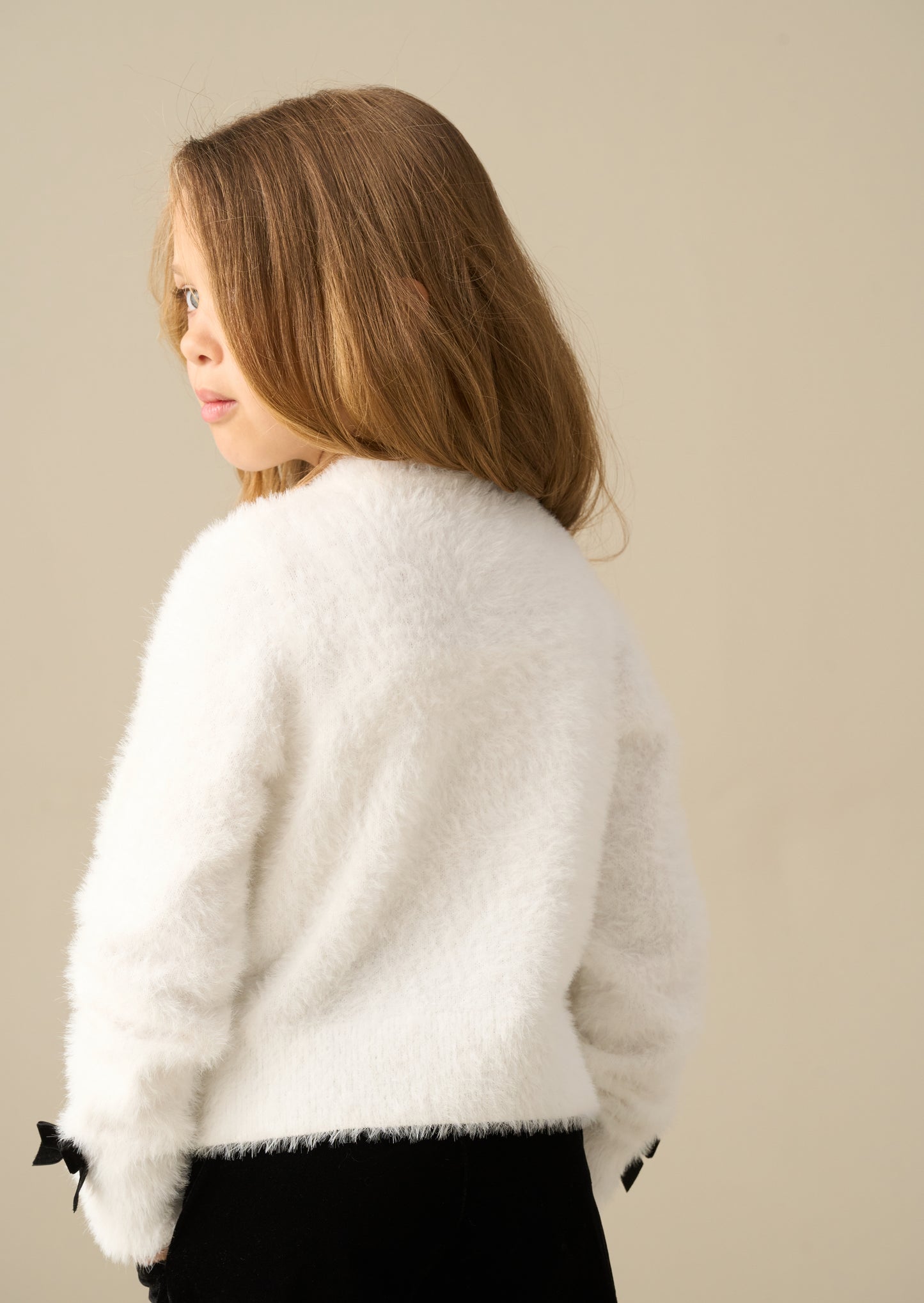 Bella Cream Bow All Over Cardigan