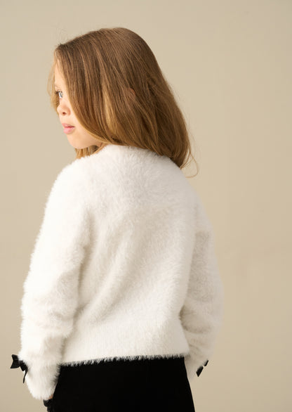 Bella Cream Bow All Over Cardigan