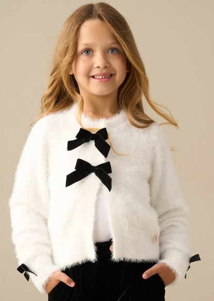 Bella Cream Bow All Over Cardigan