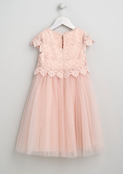 Blush Pink Lace Flower Girl Dress
