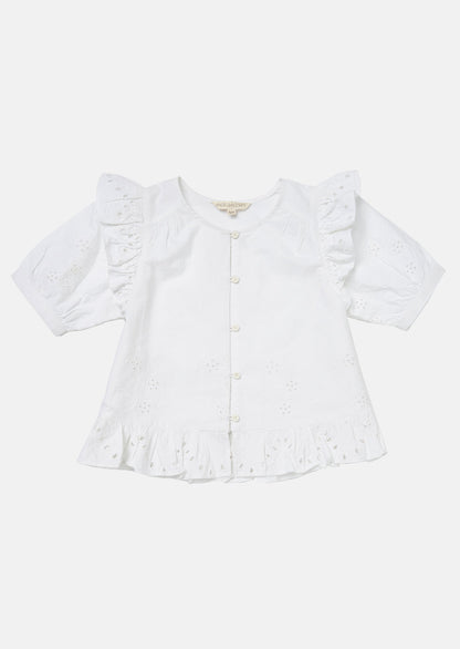 Eden White Broderie Woven Top