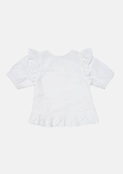 Eden White Broderie Woven Top