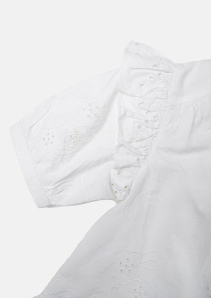 Eden White Broderie Woven Top