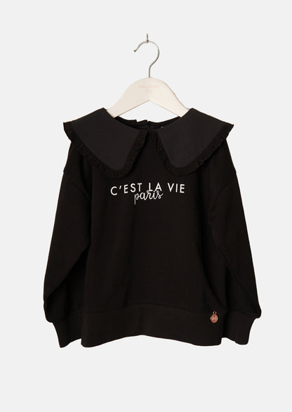 Paris Woven Collar Sweatshirt