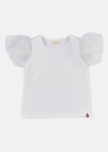 Delilah Mesh Puffball Sleeve Tee