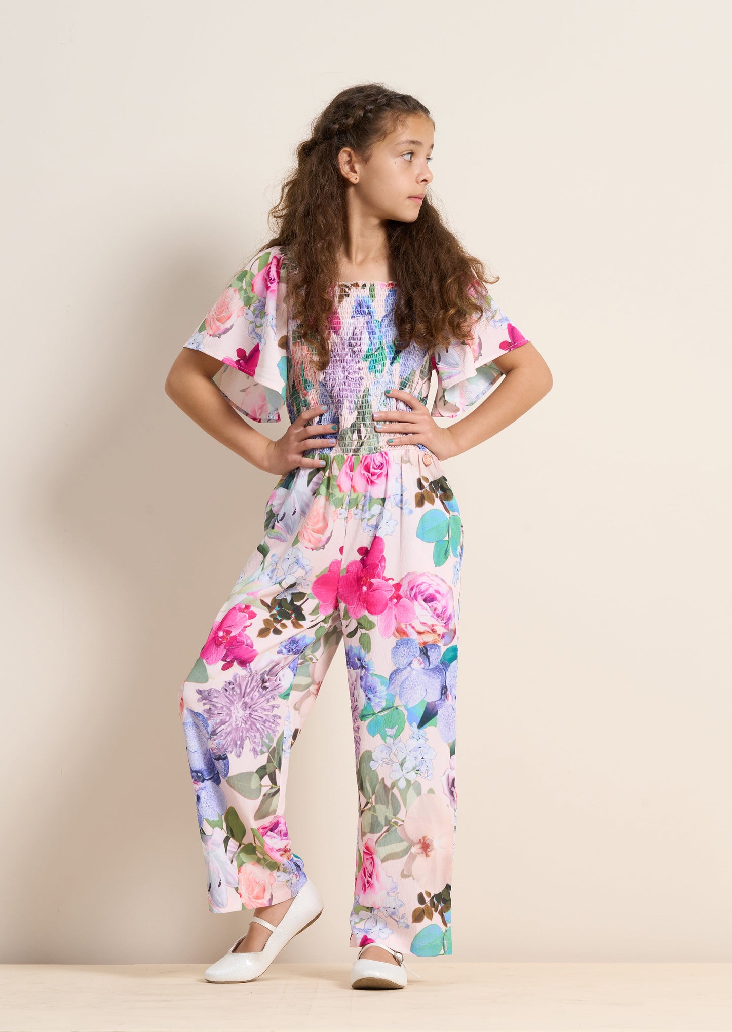 Gracie Shirred Print Jumpsuit