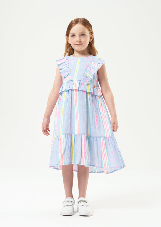 Elsie Blue Rainbow Stripe Sundress