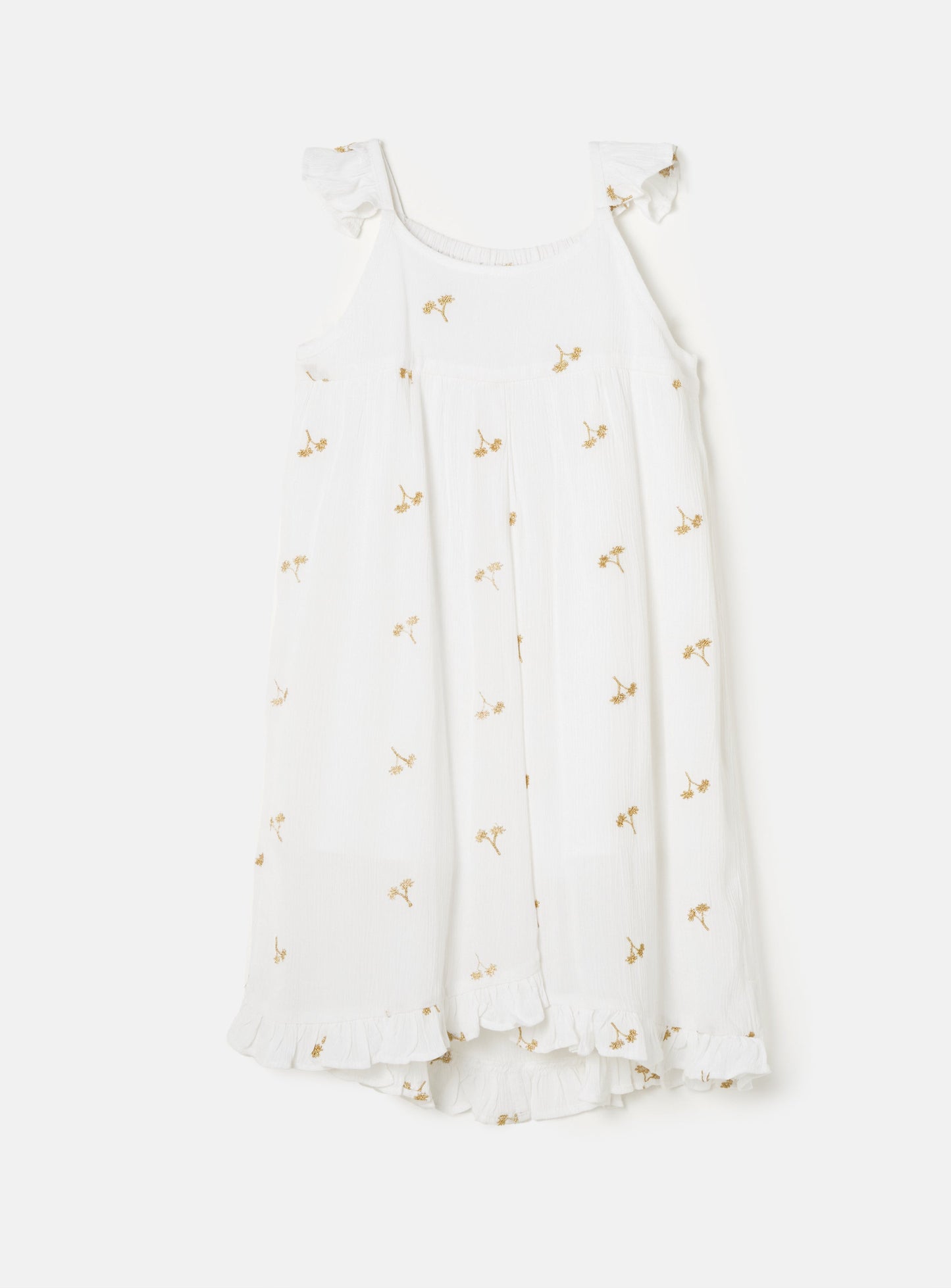 Saskia White Embroidered Palm Tree Dress