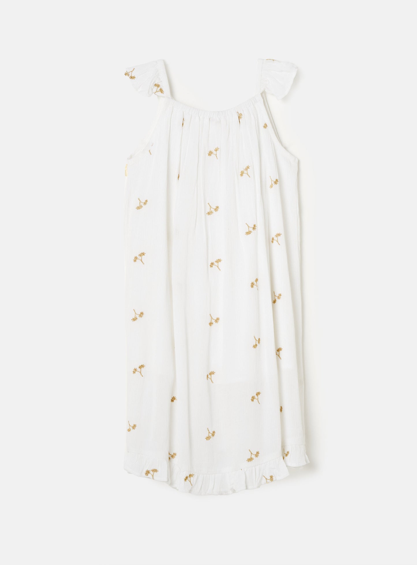 Saskia White Embroidered Palm Tree Dress