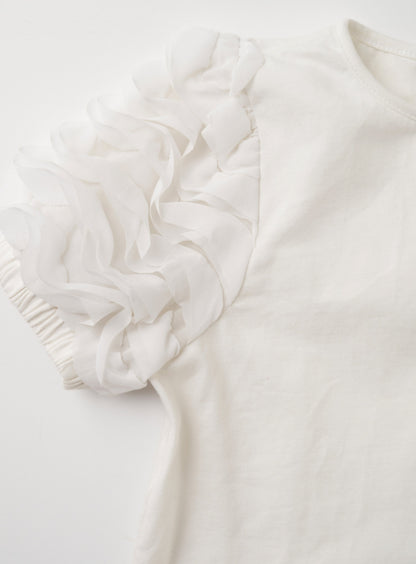 Jaida White Ruffle Sleeve T-Shirt