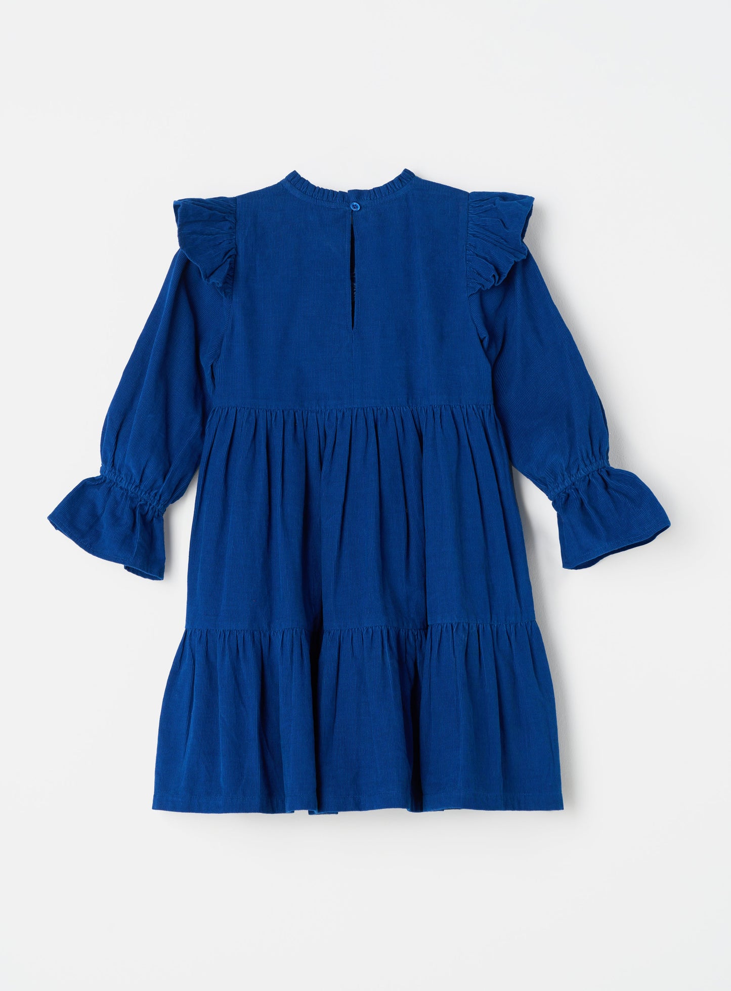 Theodora Blue Cord Embroidered Dress