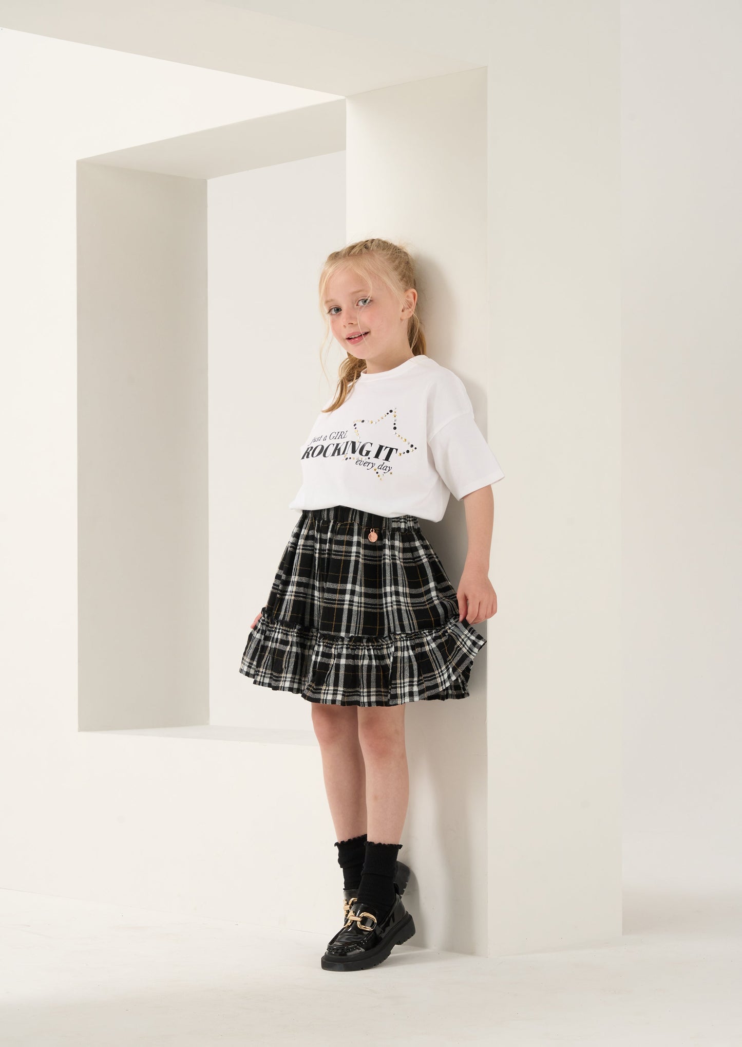 Amber Black & White Check Skirt