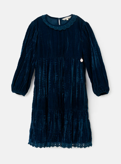Mia Crushed Velvet Lace Collar Dress