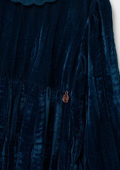 Mia Crushed Velvet Lace Collar Dress