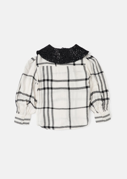 Saorise Sequin Collar Check Blouse