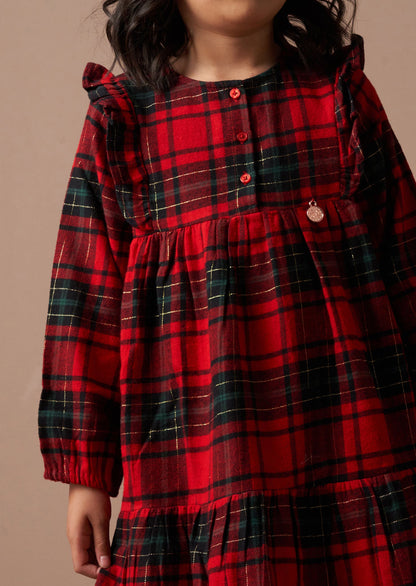 Holly Red Brushed Check Dress