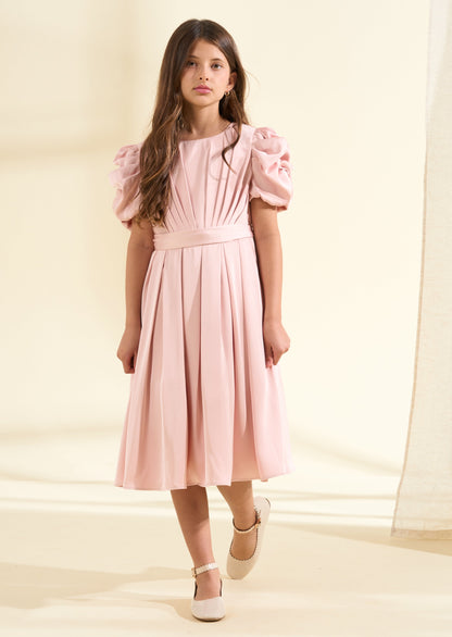 Portia Blush Pleated Bodice Dress