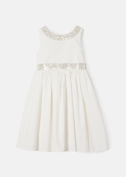 Claudia Ivory Sequin Bow Dress