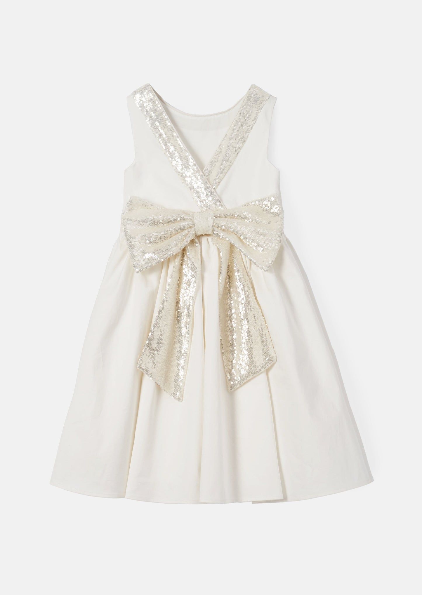 Claudia Ivory Sequin Bow Dress