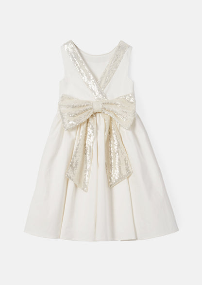 Claudia Ivory Sequin Bow Dress