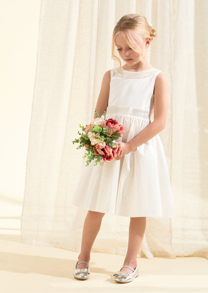 Claudia Ivory Sequin Bow Dress