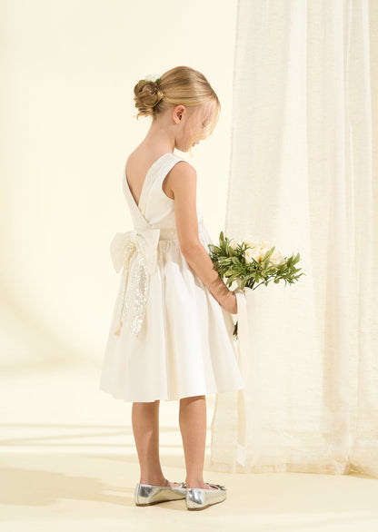Claudia Ivory Sequin Bow Dress