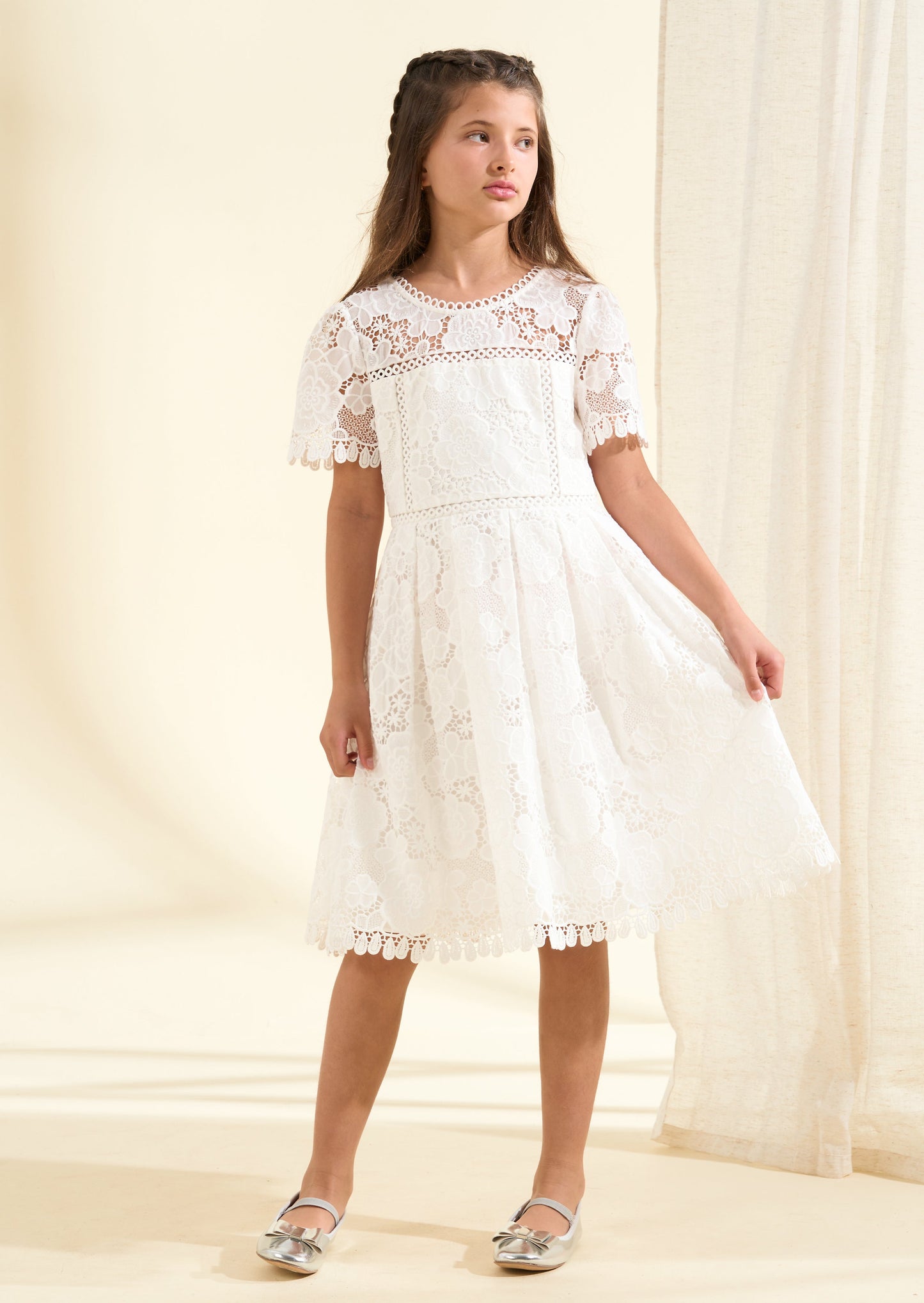Mavea White Lace Dress