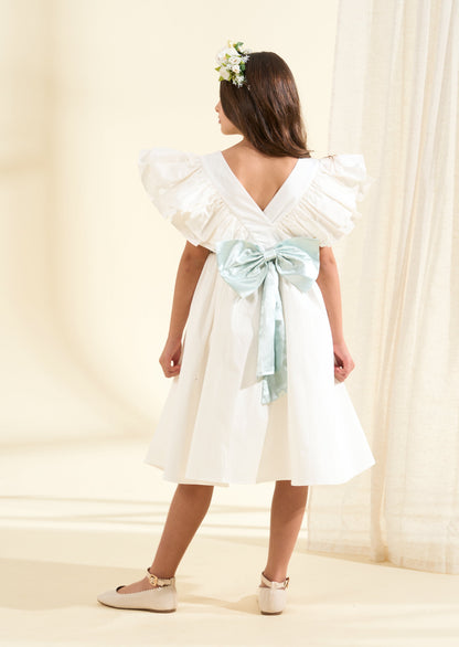 Sylvie Ruffle Dress with Sage Green Sash