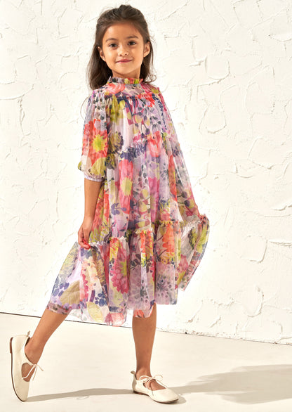 Eleanor Pink Print Mesh Dress