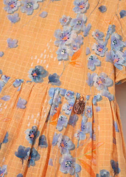 Simone Apricot Textured Print Dress