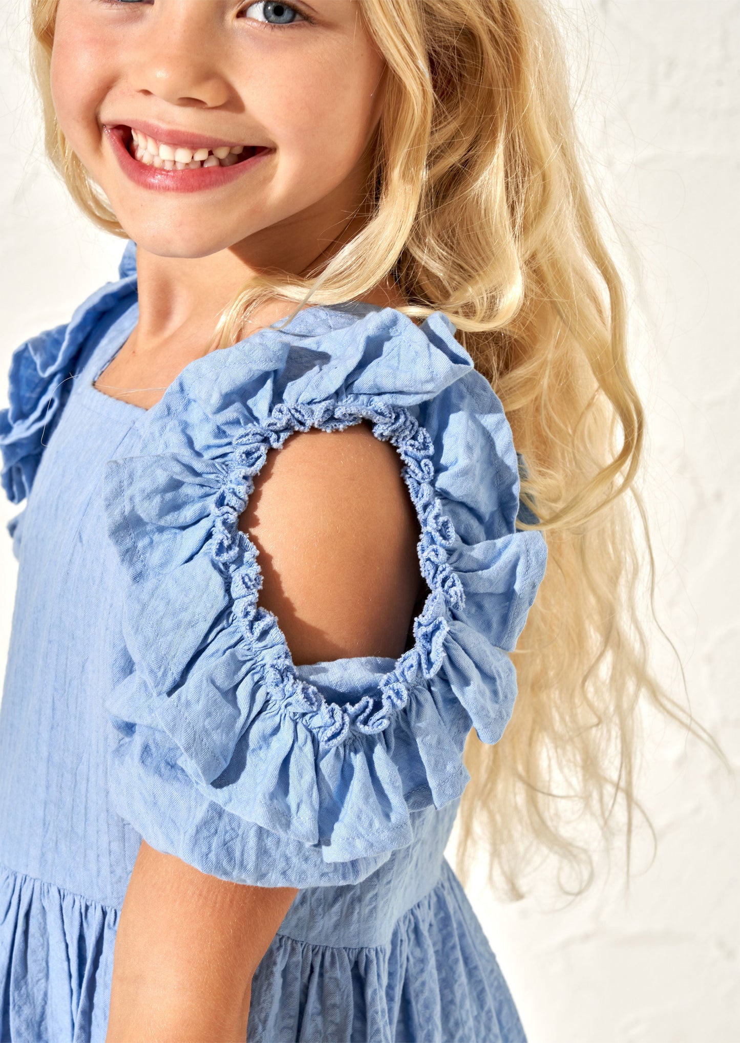 Simone Blue Ruffle Dress