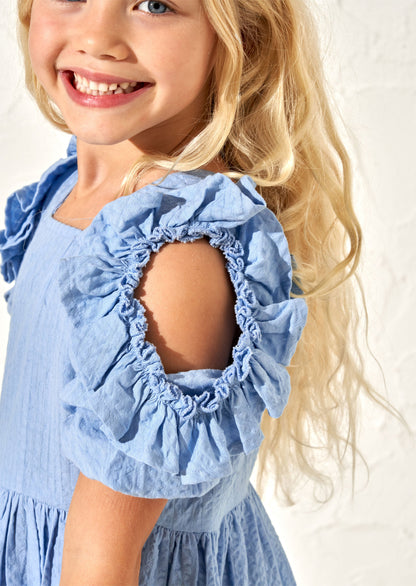 Simone Blue Ruffle Dress
