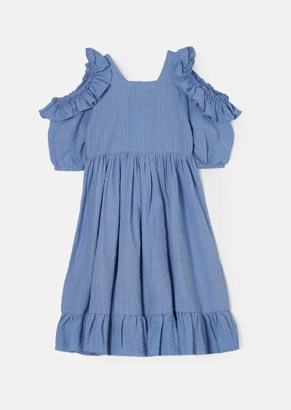 Simone Blue Ruffle Dress