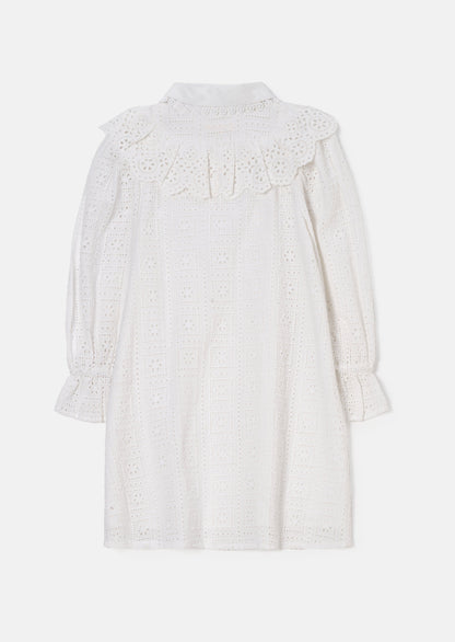 Amelie White Broderie Shirt Dress