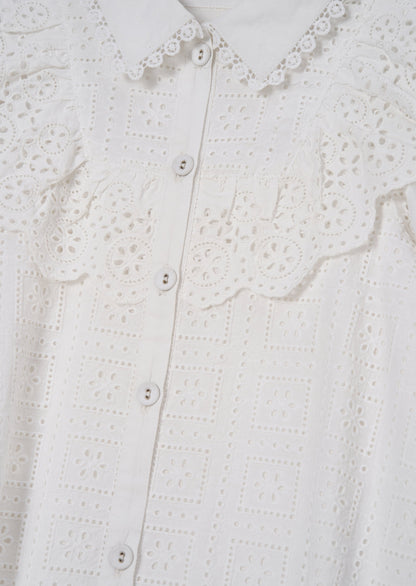 Amelie White Broderie Shirt Dress