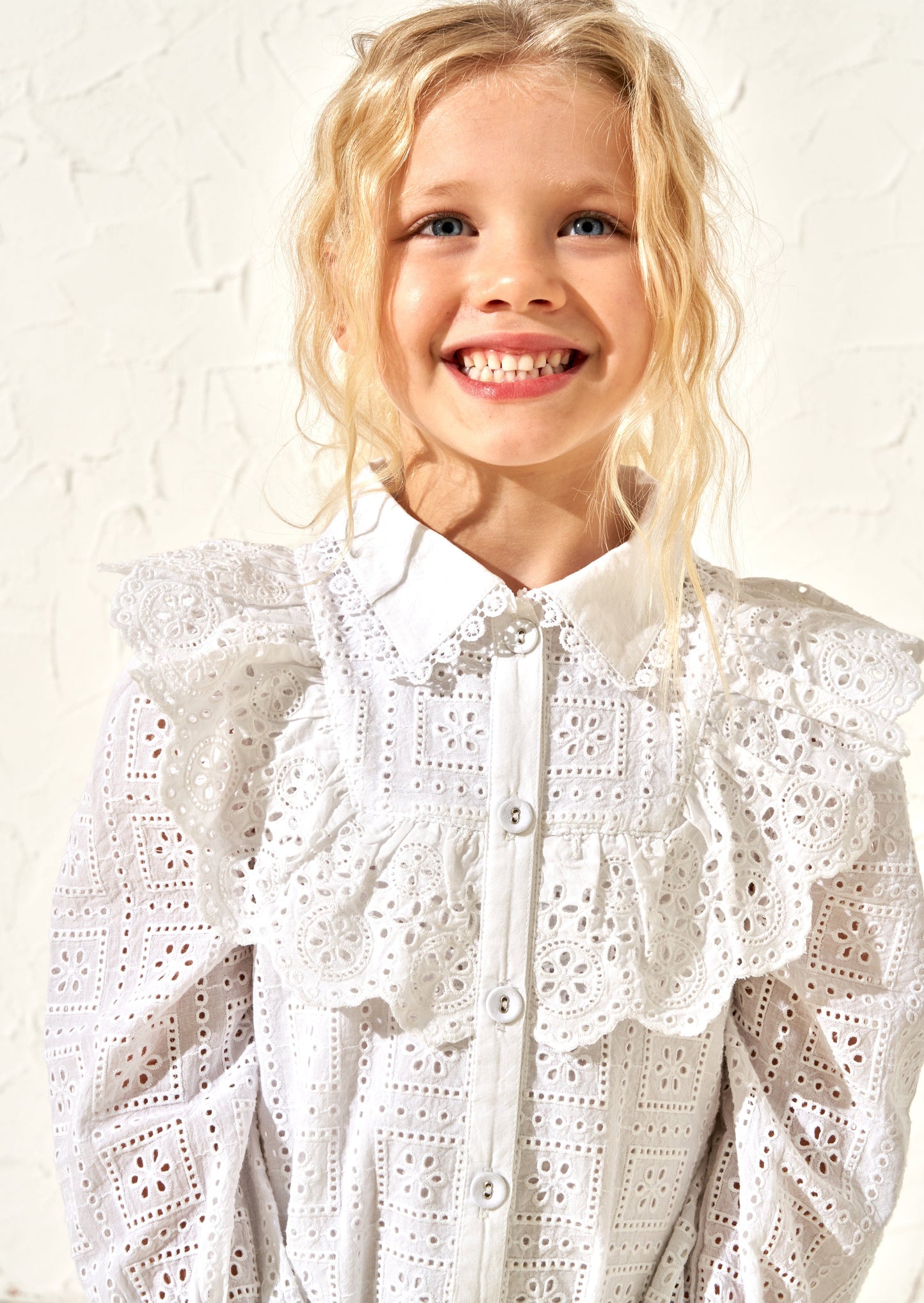 Amelie White Broderie Shirt Dress